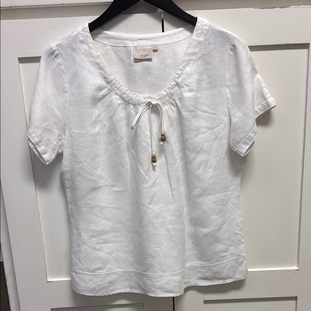 Lantana Casuals 100% Linen SZ S Short Sleeve Top Beach Vacation Spring/Summer